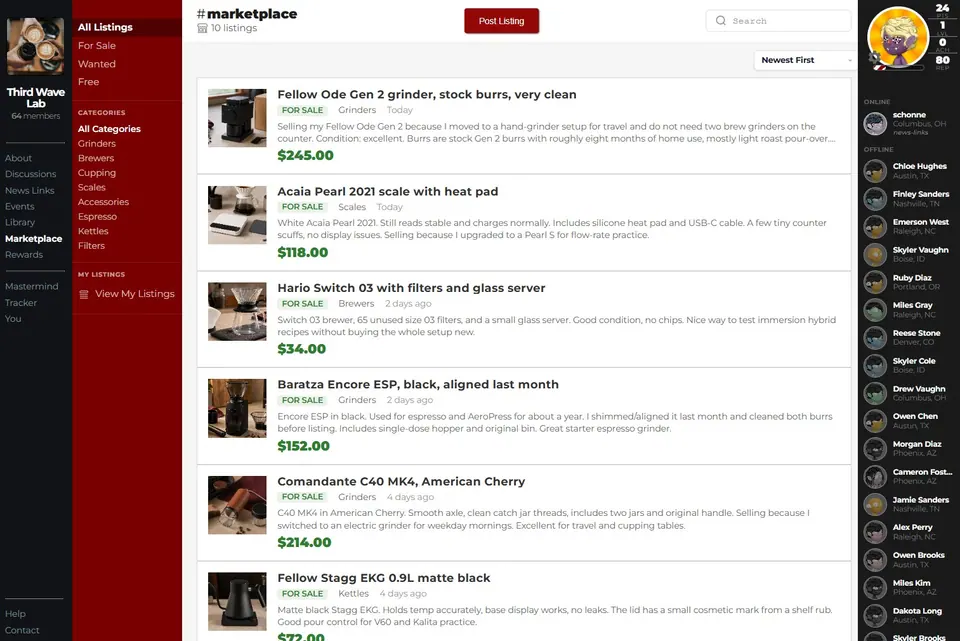 Marketplace feature screenshot
