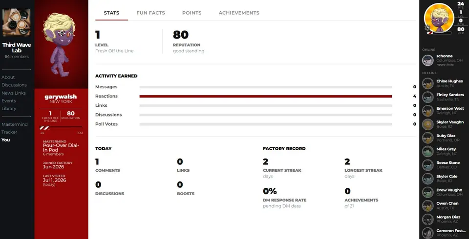 Reputation feature screenshot