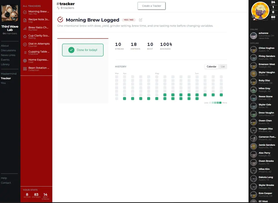 Trackers feature screenshot