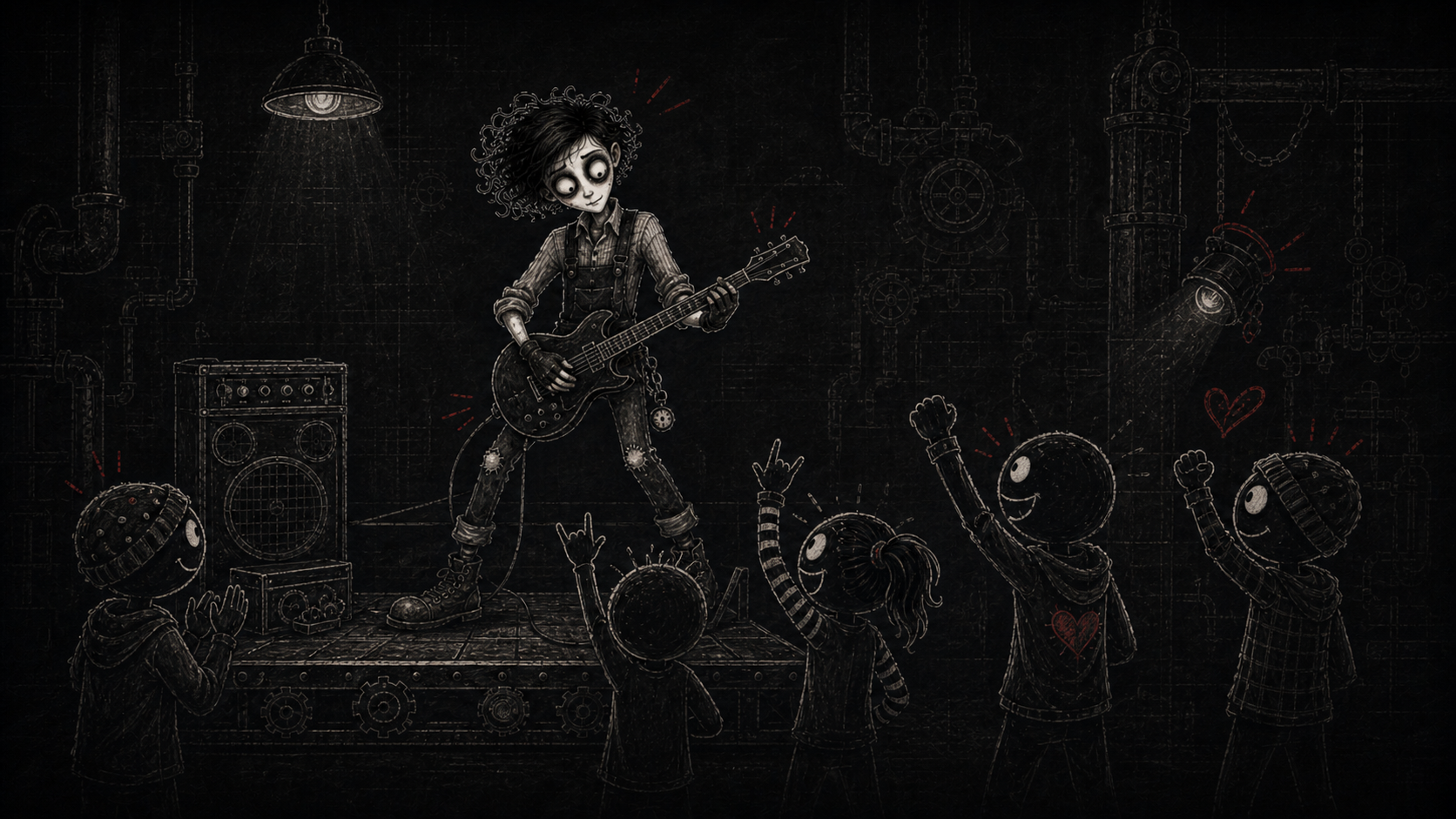 FanaticFactory character playing guitar for music fans