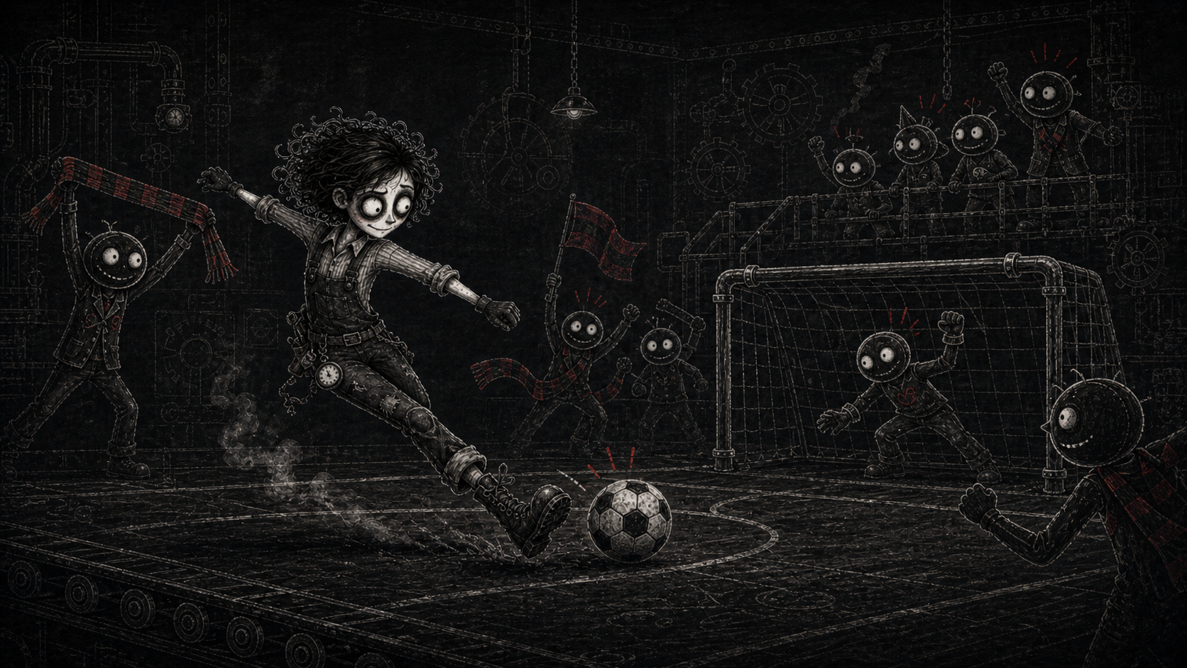 FanaticFactory character kicking a soccer ball in a fan-club scene